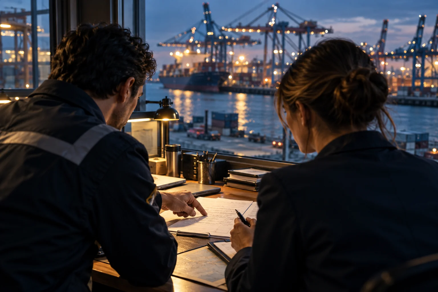 Logistics professionals coordinating a shipment